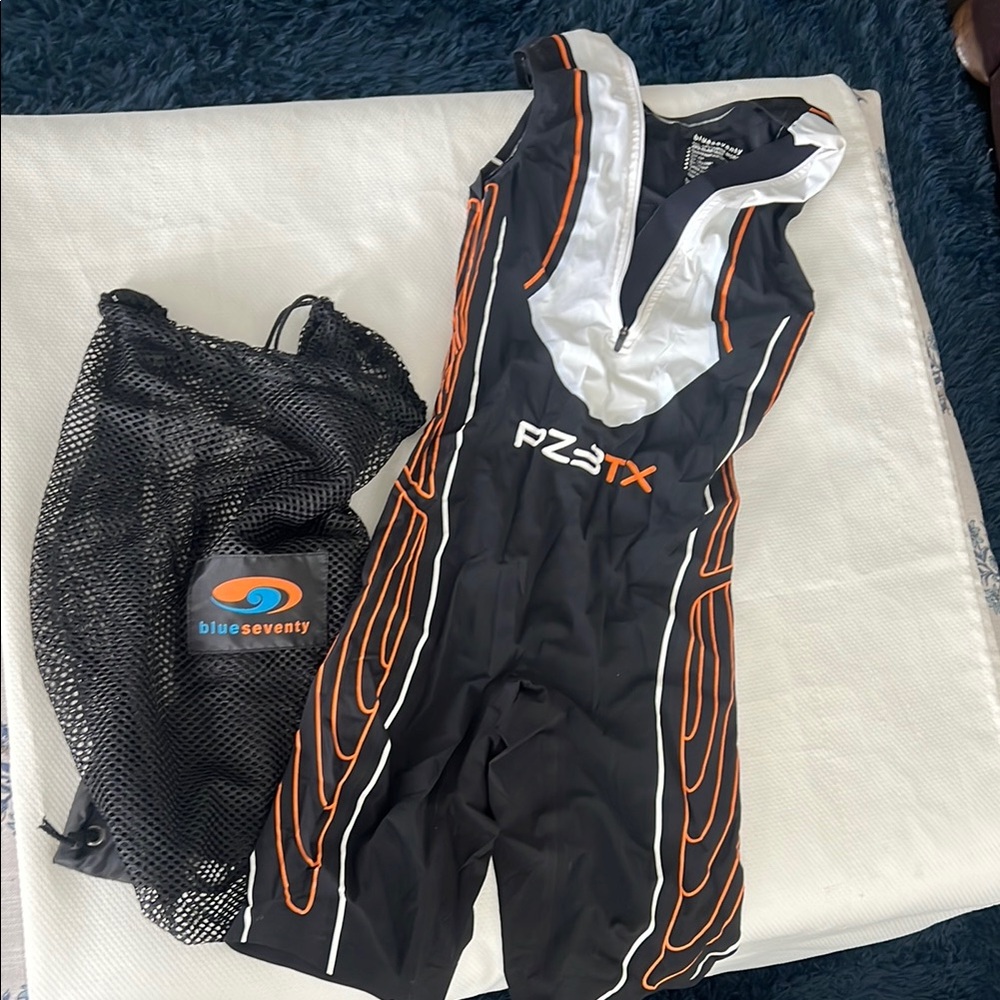 Men’s New BlueSeventy Triathlon Suit Black and Orange SwimSkin